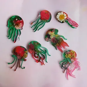 Harz Quallen Anhänger Form mit Trockenblumen, Silikon Tiefsee Oktopus Epoxidguss Werkzeug