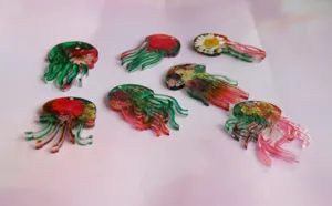 Bunte Harz Quallen Anhänger mit Trockenblumen DIY Schmuck Zubehör für kreatives Basteln