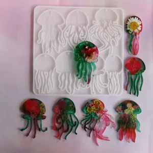 Silikon Quallen Harz Form Set mit getrockneten Blumen Epoxid Anhänger DIY Basteln