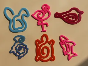 Cute animal resin bookmarks and silicone molds, colorful abstract line art designs for crafts.