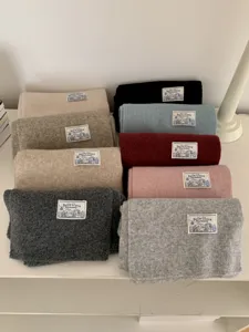 Cozy knitted winter scarves set in multiple solid colors, soft warm winter neck wraps.