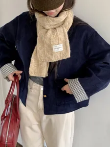 Coarse knit winter warm retro cable pattern scarf casual versatile windproof neck warmer for women