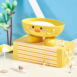 Cute yellow duck soap dish creative cartoon plastic drainage soap holder for bathroom home