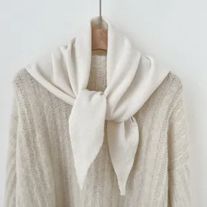 Minimalist knit triangular scarf wool blend winter warm fashion shawl neck warmer for women