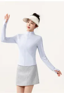 Women's cooling sun protection jacket, full-zip regular-shoulder light blue outdoor activewear.