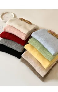 Soft knit winter scarf for women with cute bear decor, thick warm neck warmer multi colors.