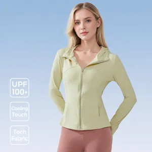 Abbigliamento di Protezione Solare Estivo da Donna Protezione UV Con Cappuccio Manica Lunga Leggero Zip Intera Giacca Sportiva Esterna