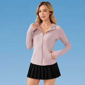 Giacca protezione solare donna felpa con cappuccio zip sport all aperto UV block