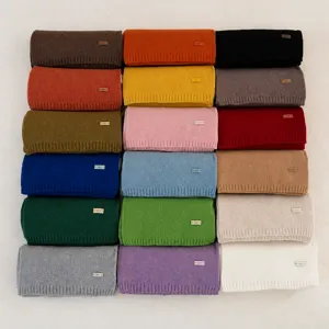 Winter pure wool solid color knitted scarf thick warm cozy neckerchief multi-color options fashion