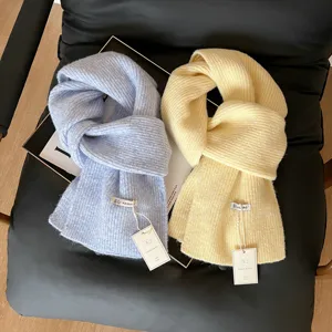 Bufanda Tejida de Mezcla de Lana de Color Sólido Bufanda Cálida de Invierno para Parejas Bufanda Suave y Casual para Mujeres Hombres