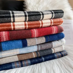 Classic plaid winter scarf, cozy cashmere feel wrap shawl, stylish korean fashion.