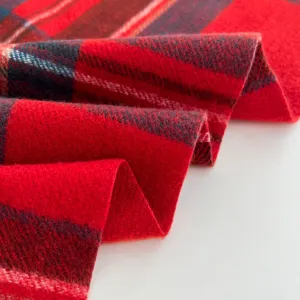 Red plaid winter scarf for women, cozy tartan shawl and warm soft neck warmer, stylish daily wear.