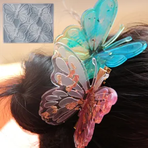 3D Butterfly Resin Hair Clip Mold Set DIY Epoxy Silicone Craft Garden Decor Tool