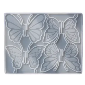 4-Piece 3D Butterfly Silicone Mold for Hairpins DIY Epoxy Resin Craft Making Supplies
