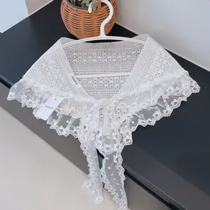 Λευκό δαντελωτό αποσπώμενο κολάρο κεντημένο λουλούδι vintage capelet για γυναίκες αξεσουάρ