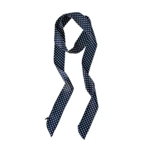 Écharpe ruban étroite à pois sombres, joli détail twilly pour sacs et décoration de cou.