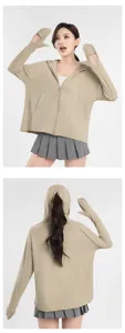 Women's sun protection jacket full fingertip coverage lightweight outdoor hoodie summer coat.