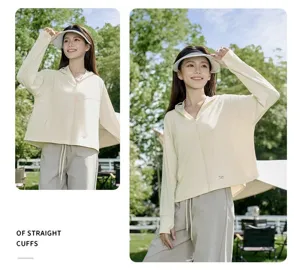 Women's outdoor sun protection hoodie lightweight loose casual jacket with straight cuffs.