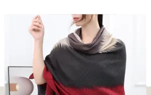 Gradient pleated women scarf soft shawl elegant neck wrap fashion accessories winter warmth