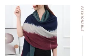 Gradient pleated scarf detail, soft tencel velvet shawl close-up showing fabric and drape.