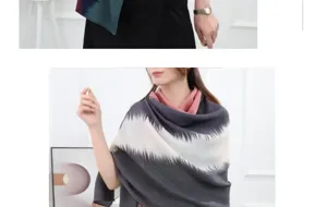 Women pleated gradient scarf elegant shawl soft wrap versatile fashion neckerchief accessory