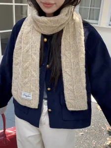 Chic chunky cable knit winter scarf for women, cozy warm neck warmer for daily wear style.