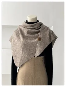 Cozy wool blend triangle scarf for women, warm winter knitted shawl and stylish neck warmer.