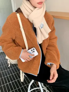 Cozy solid color knitted winter scarf, soft warm casual neck warmer for women stylish daily wear.