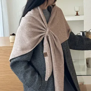 Womens Winter Warm Wool Blend Triangular Scarf Solid Color Casual Shawl Fashion Neck Warmer Outdoor Scarf