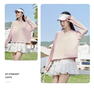 Women lightweight sun protection clothing summer outdoor casual hoodie with straight cuffs