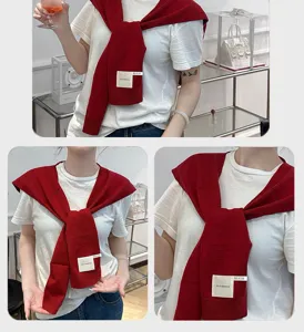 Solid color knitted shawl scarf sweater versatile fake sleeve over shoulder fashion accessory