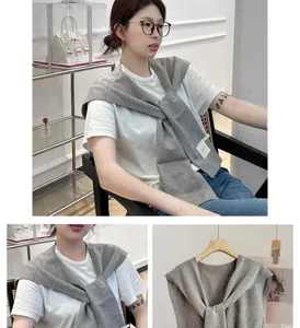 Solid color knitted shawl scarf versatile cape wrap for women and men autumn daily wear