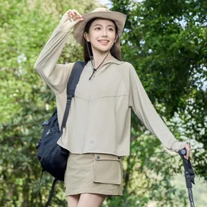 Women sun protection jacket lightweight summer outdoor breathable anti-uv casual hoodie top