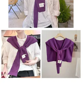 Solid color knitted shawl scarf versatile outerwear for women men spring autumn office daily