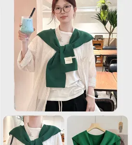 Solid color knitted shawl scarf for women and men, autumn spring outerwear layer office cape accessory.