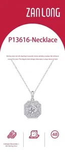 S925 Silber quadratischer Moissanit Anhänger Halskette elegante modische Damen Schmuck