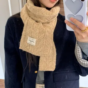 Winter Warm Thick Cable Knit Scarf For Women Vintage Twist Pattern Soft Windproof Long Neck Warmer Fashion Apparel Accessory