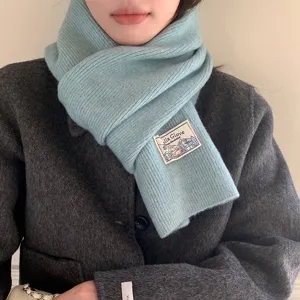 Women's Solid Color Knit Scarf Soft Warm Winter Neck Scarf Casual Sweet Style Daily Wear Acrylic Scarf