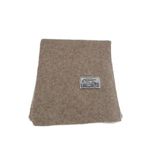 Cozy brown knit scarf for women, winter warm solid color casual minimalist neck warmer.