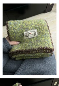 Green knitted scarf winter warm wool shawl fashion cozy neck wrap soft casual accessory
