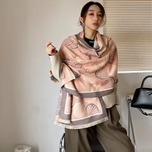 Écharpe d'hiver pour femme en imitation cachemire épais jacquard châle chaud polyvalent