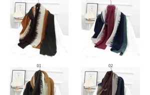 Gradient knit scarf women winter warm fashion tassel fringe stylish chic elegant cozy apparel