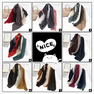 Gradient pleated scarf shawl soft Tencel cotton linen multi-color women fashion winter warm