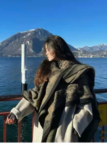 Elegante capa chal retro de viaje para mujer otoño invierno atuendo escénico al aire libre