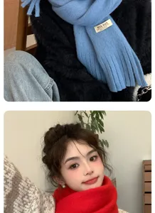 Winter cozy tassel knit scarf for women, stylish warm winter neck wrap and cute daily.