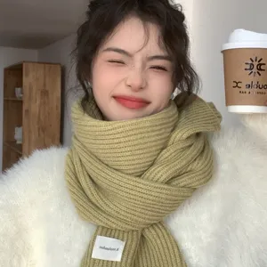Bufanda de punto para mujer invierno liso cálido grueso suave estilo estudiante moda