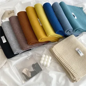 Écharpe en tricot de couleur unie pour femmes, douce et chaude, accessoire d'hiver automne.