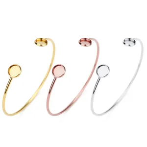 DIY Rohling Armreif Fassung Set, verstellbare Metall Armband Basis für Cabochon Edelstein.