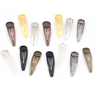 Metal BB hair clip blank bezels for DIY jewelry making, cabochon tray hair accessories craft.