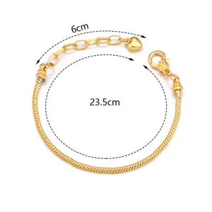 DIY Gold Schlangenkette Armband Zubehör mit Karabinerhaken und Herz Verlängerungskette